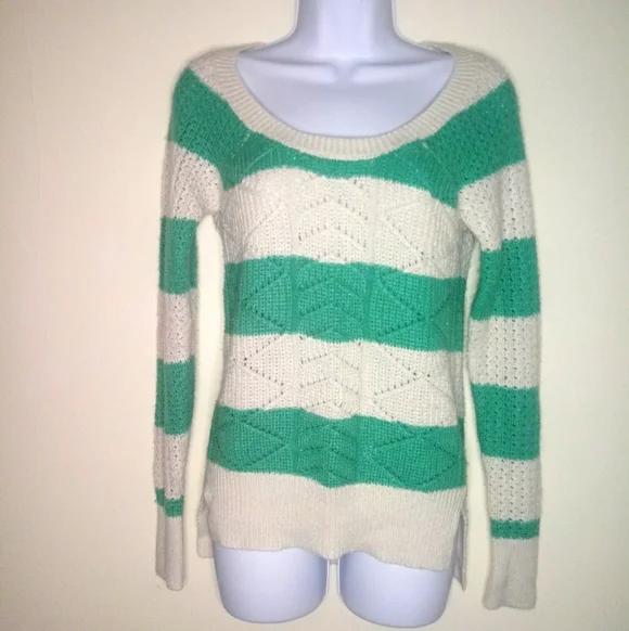 SO green and white striped knit sweater - Picture 13 of 14